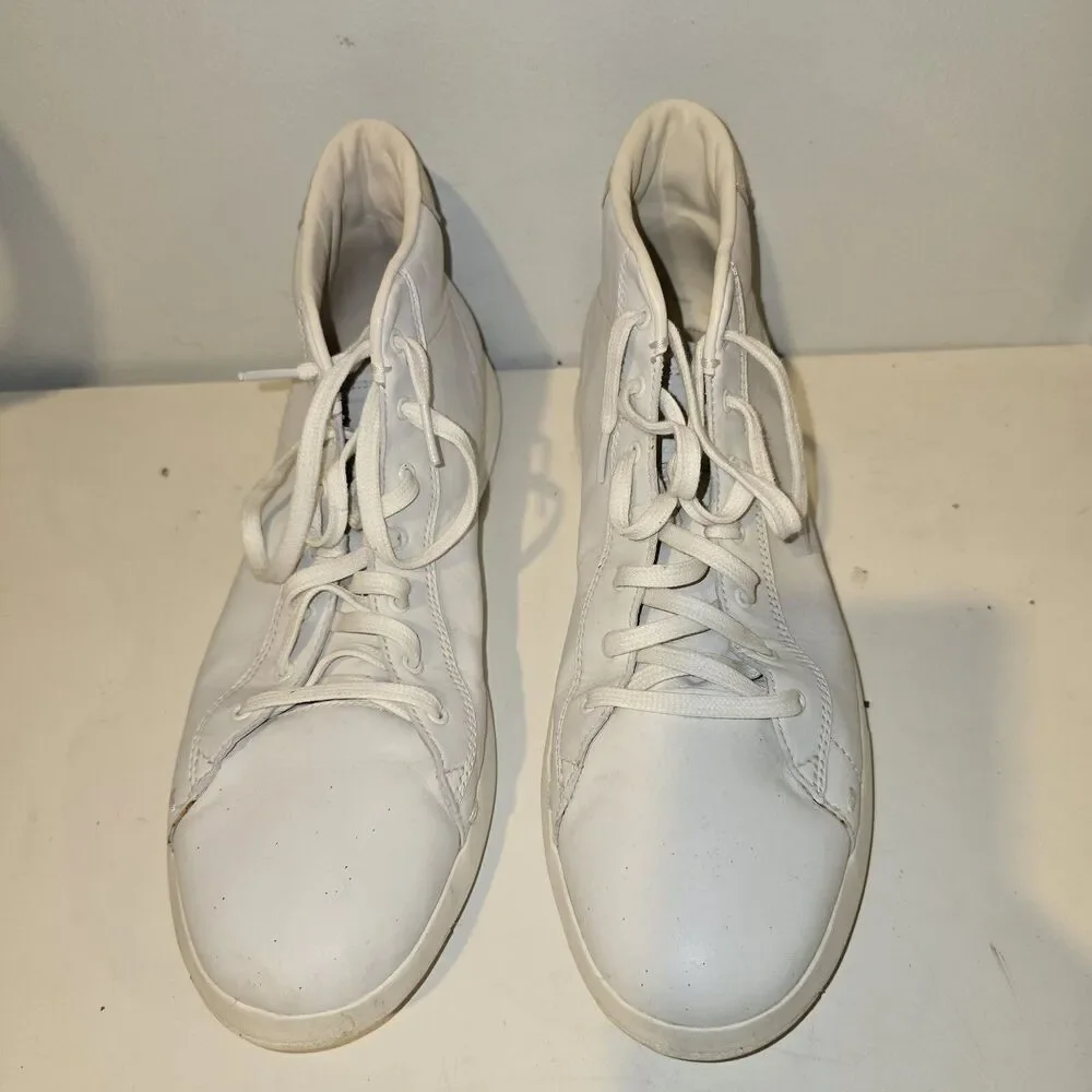 Cole Haan Grand Pro High Top Triple White Leather Men 13 M Shoes SNEAKERS C25695